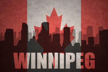 Özet metin Winnipeg, vintage Kanada bayrağı ile şehir silüeti