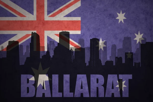 Abstract silhouette of the city with text Ballarat at the vintage australian flag — Stock Photo, Image