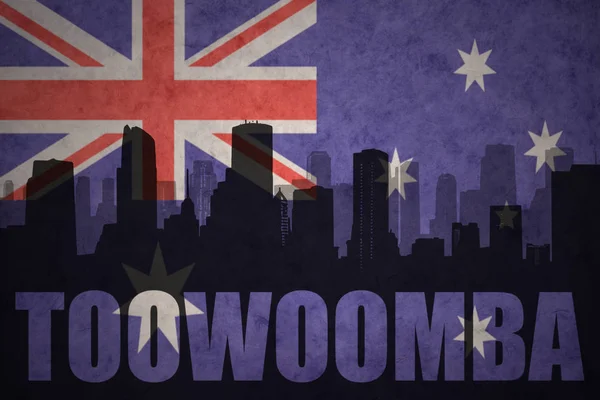 Abstrakte Silhouette der Stadt mit Text toowoomba an der australischen Flagge — Stockfoto