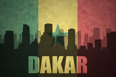 Özet metin Dakar Vintage ile şehir silüeti Senegal bayrak