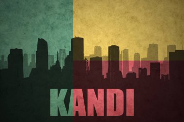 Özet metni vintage benin bayrağı Kandi ile şehir silüeti