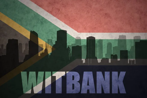Abstracte silhouet van de stad met tekst Witbank op de vintage vlag van Zuid-Afrika — Stockfoto