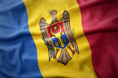 Moldova renkli bayrak sallayarak.