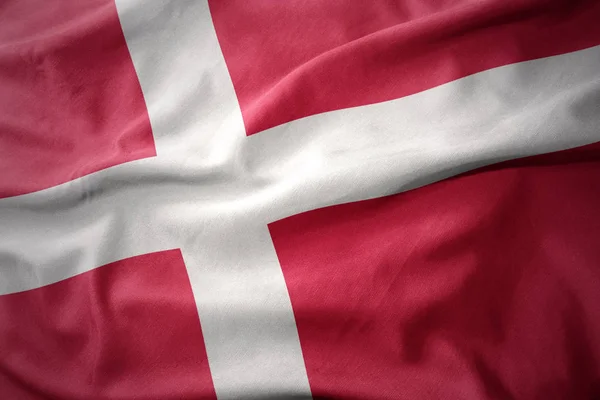 挥舞着彩旗的丹麦. — 图库照片