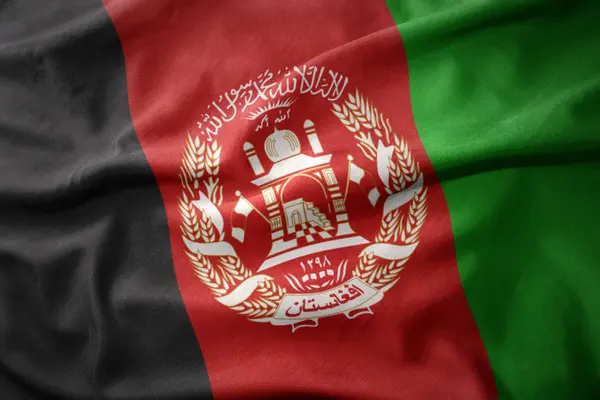 Waving colorful flag of afghanistan. — Stock Photo, Image