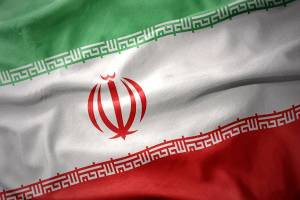 Waving colorful flag of iran. — Stock Photo, Image