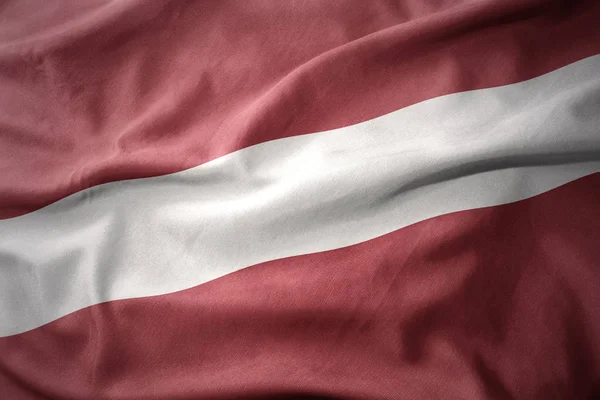 Agitant drapeau coloré de latvia . — Photo