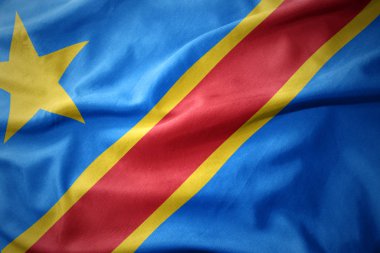 waving colorful flag of democratic republic of the congo. clipart