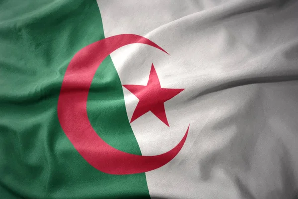 Waving colorful flag of algeria. — Stock Photo, Image