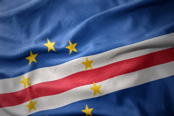 Waving colorful flag of cape verde. — Stock Photo, Image