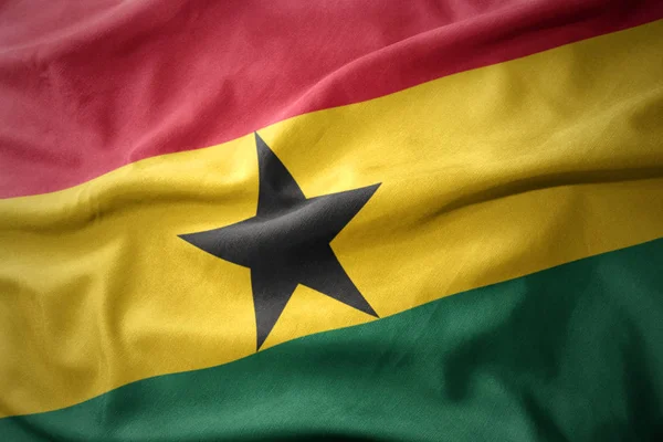 Waving colorful flag of ghana. — Stock Photo, Image