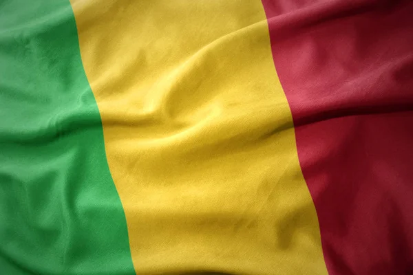 Waving colorful flag of mali. — Stock Photo, Image