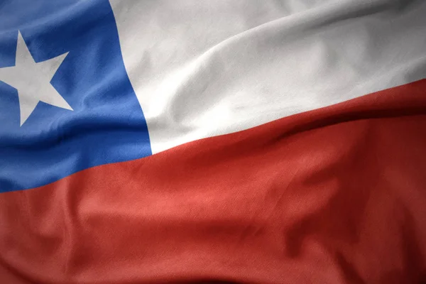 Şili'nin renkli bayrak sallayarak. — Stok fotoğraf