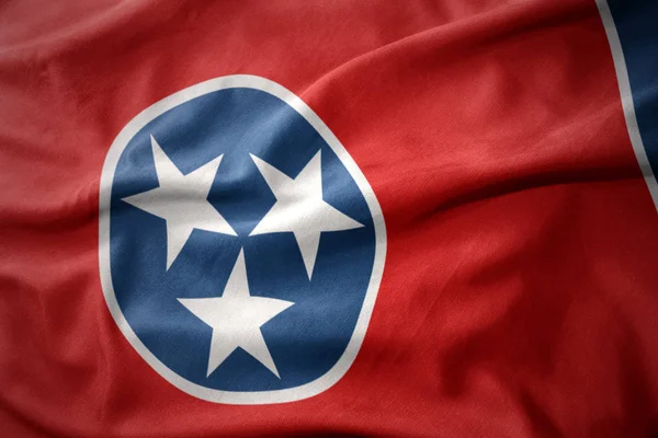 Kleurrijke vlag van tennessee staat te zwaaien. — Stockfoto