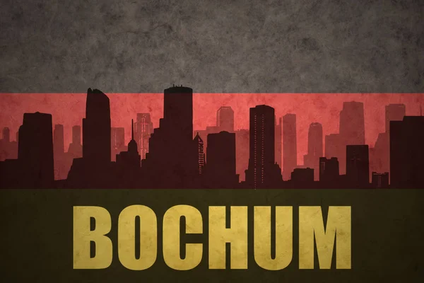 Silhouette abstraite de la ville avec le texte Bochum au drapeau allemand vintage — Photo