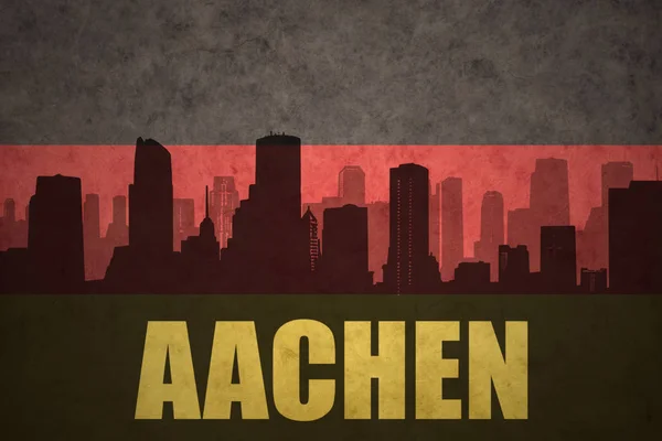 Abstrakte Silhouette der Stadt mit Text aachen an der deutschen Fahne — Stockfoto