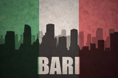 Özet metni Bari vintage İtalyan bayrağı ile şehir silüeti
