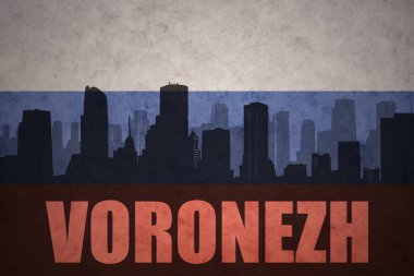 Özet metni Voronej vintage Rus bayrağı ile şehir silüeti