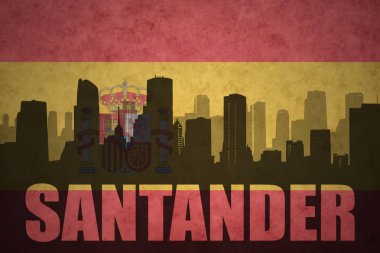 Özet metni Santander vintage İspanyol bayrağı ile şehir silüeti