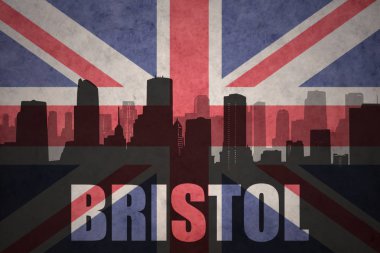 Özet metin Bristol Vintage ile şehir silüeti İngiliz bayrağı