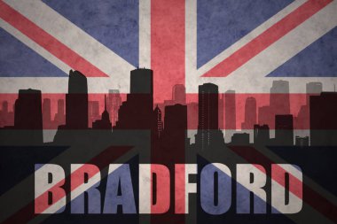 Özet metni vintage İngiliz bayrağı Bradford ile şehir silüeti