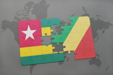 togo bayrağı ve bir dünya haritası üzerinde Kongo Cumhuriyeti ile bulmaca