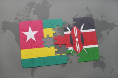 togo ve kenya ulusal bayrak bir dünya haritası üzerinde ile bulmaca