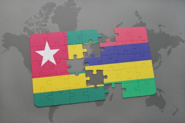 togo ve Türkiye ulusal bayrak bir dünya haritası üzerinde ile bulmaca