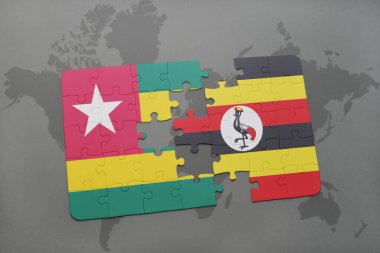 togo ve uganda ulusal bayrak bir dünya haritası üzerinde ile bulmaca