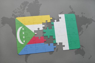 Komor Adaları ve Türkiye ulusal bayrak bir dünya haritası üzerinde ile bulmaca