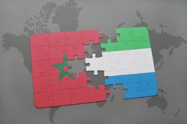 Fas ve sierra leone bir dünya haritası üzerinde bayrağı ile bulmaca