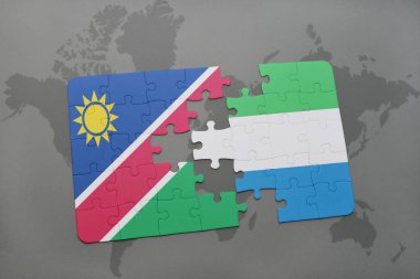 Namibya ve sierra leone bir dünya haritası üzerinde bayrağı ile bulmaca