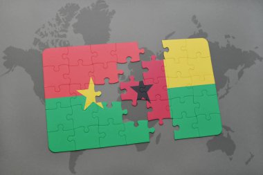 burkina faso ve Gine bissau bir dünya haritası üzerinde bayrağı ile bulmaca