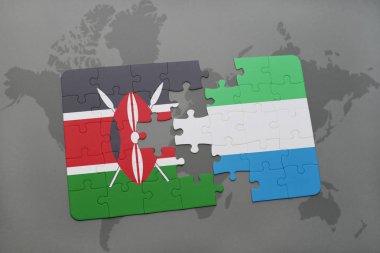 kenya ve sierra leone bir dünya haritası üzerinde bayrağı ile bulmaca