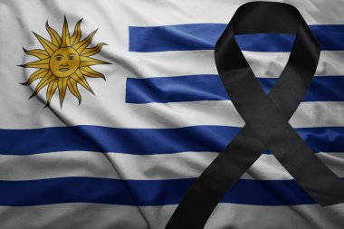 uruguaywith şerit yas siyah bayrağı