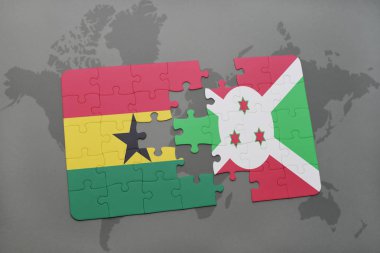 bir dünya haritası üzerinde Gana ve burundi bayrağı ulusal ile bulmaca