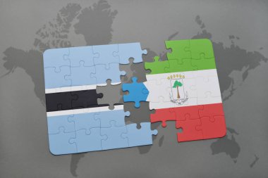 Botsvana ve Ekvator Ginesi ulusal bayrak bir dünya haritası üzerinde ile bulmaca