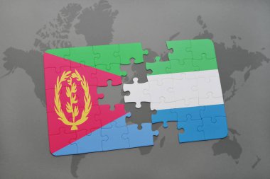 Eritre ve sierra leone bir dünya haritası üzerinde bayrağı ile bulmaca