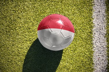 Endonezya bayrağı ile futbol topu sahada yatıyor