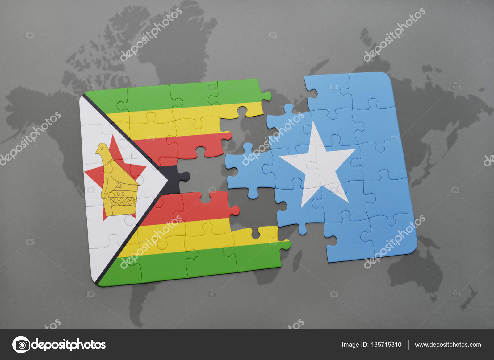 ジンバブエやソマリアの国旗は世界地図のパズルします ストック写真 C Ruletkka