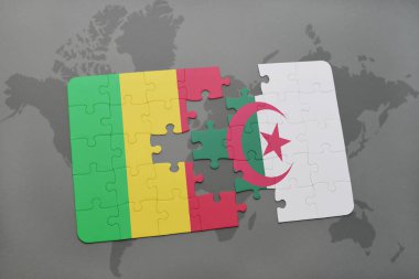 mali ve Cezayir ulusal bayrak bir dünya haritası üzerinde ile bulmaca