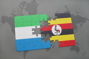 sierra leone ve uganda ulusal bayrak bir dünya haritası üzerinde ile bulmaca