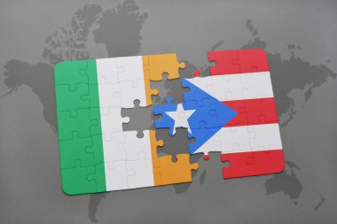 İrlanda ve puerto rico bir dünya haritası üzerinde bayrağı ile bulmaca