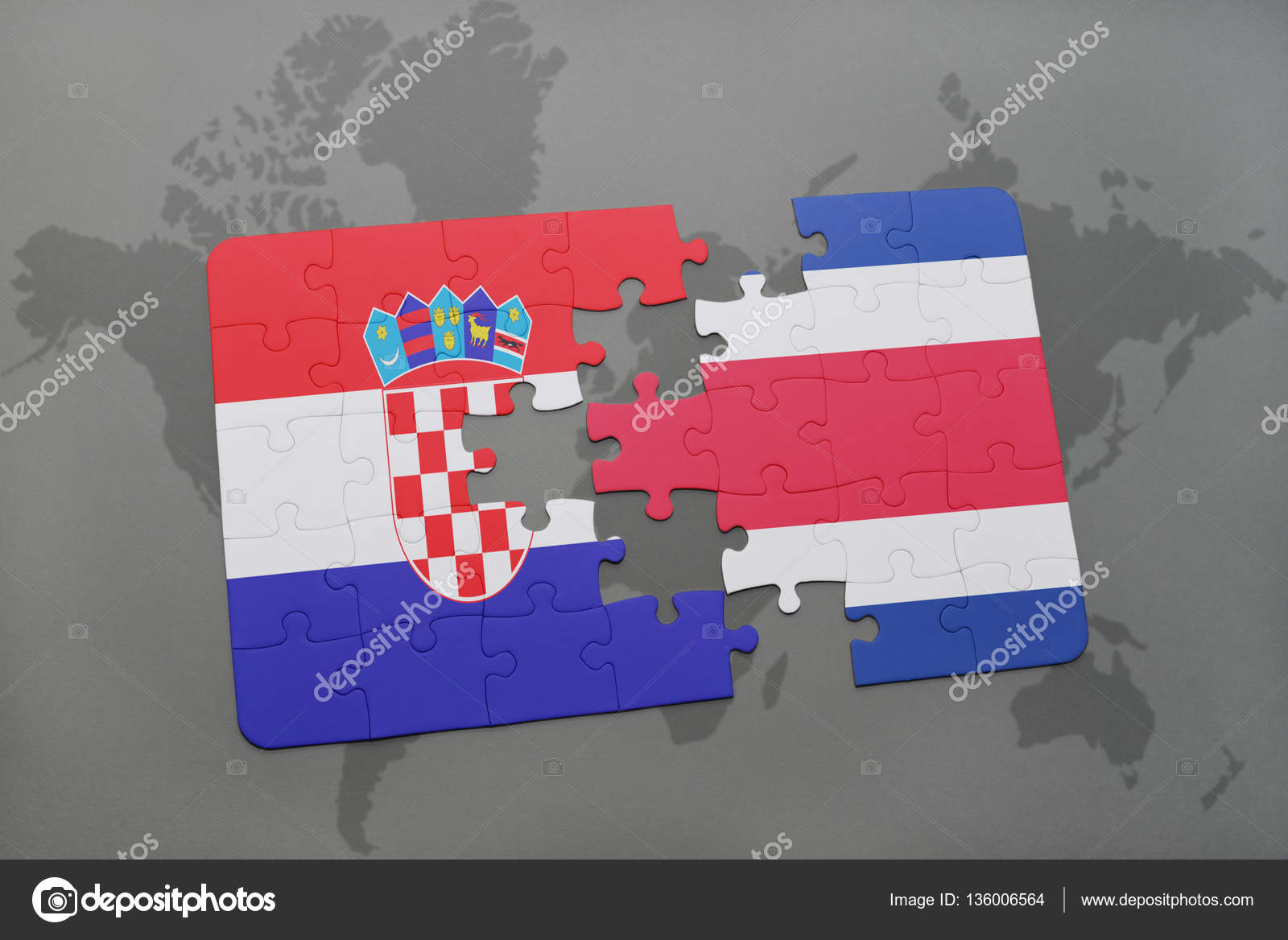 Puzzle Avec Le Drapeau National De La Croatie Et Le Costa