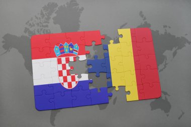 Hırvatistan ve bir dünya haritası üzerinde Çad bayrağı ile bulmaca
