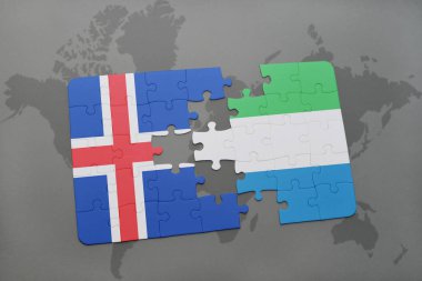 İzlanda ve sierra leone bir dünya haritası üzerinde bayrağı ile bulmaca