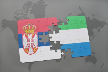 Sırbistan ve sierra leone bir dünya haritası üzerinde bayrağı ile bulmaca
