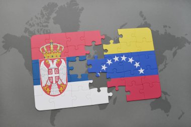 bir dünya haritası üzerinde Sırbistan ve venezuela Ulusal bayrakla bulmaca