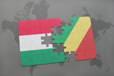 Macaristan bayrağı ve bir dünya haritası üzerinde Kongo Cumhuriyeti ile bulmaca