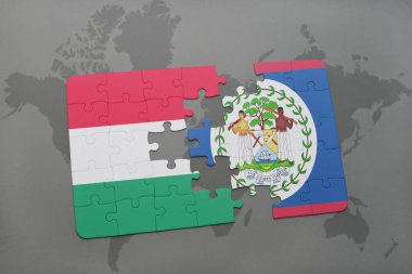 Macaristan ve belize bir dünya haritası üzerinde bayrağı ile bulmaca